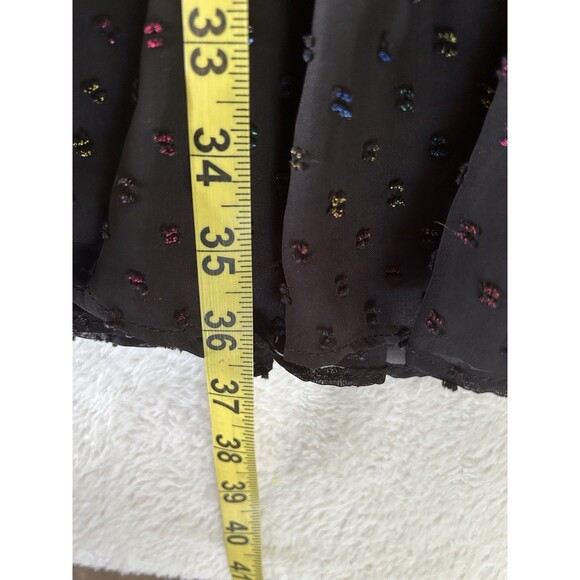 Betsey Johnson Black Rainbow Clip Dot Ruffled Dress High Neck Sheer Size 10 Midi - Picture 12 of 12
